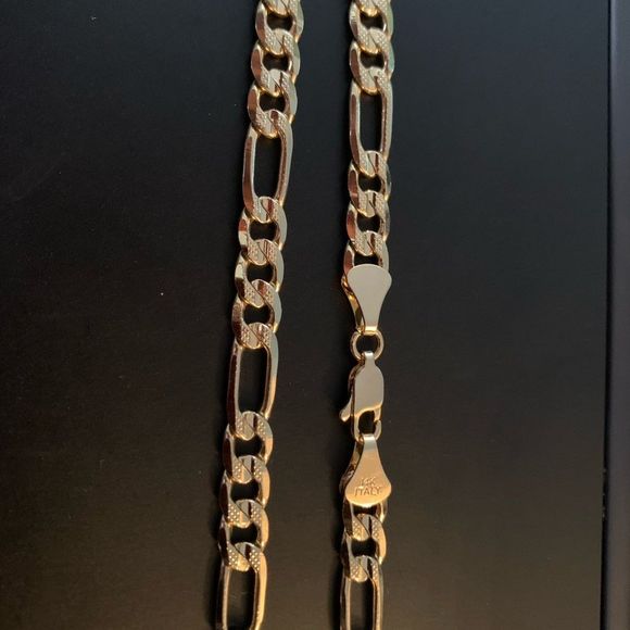 14K Gold Plated Figaro Chain Diamond Cut 24” - Picture 3 of 4